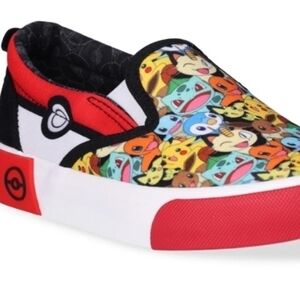 Pokémon  Big Kids Slip-on Sneakers Size 5 (red -white with Pokémon characters